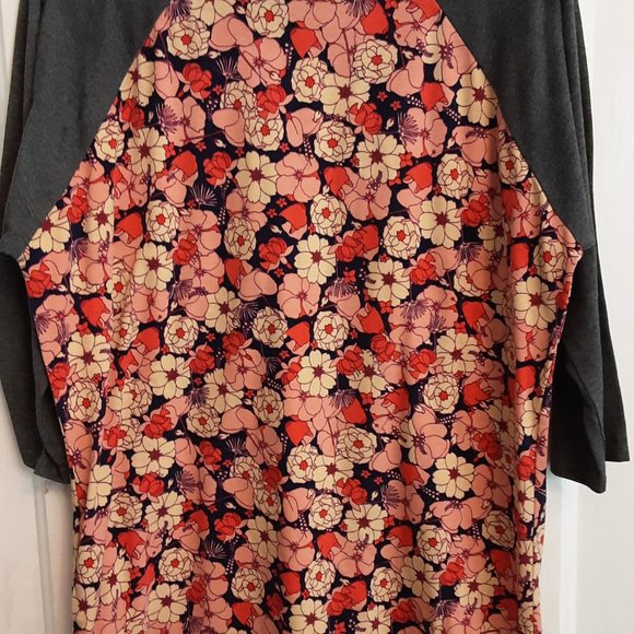 Lularoe Orange Floral 3/4 sleeve shirt - Picture 3 of 3